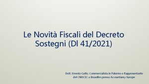 Le Novit Fiscali del Decreto Sostegni Dl 412021