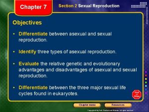 Chapter 7 Section 2 Sexual Reproduction Objectives Differentiate