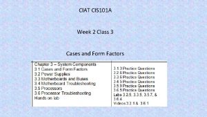 CIAT CIS 101 A Week 2 Class 3