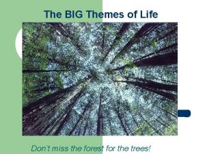 The BIG Themes of Life Dont miss the