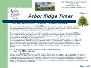 Arbor Ridge Home Owners Association PO Box 201