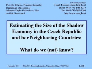 Shad Ec EstimationCzech Rep ppt Prof Dr DDr