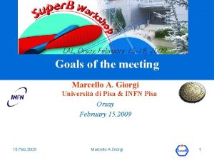 Goals of the meeting Marcello A Giorgi Universit