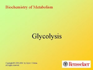Biochemistry of Metabolism Glycolysis Copyright 1998 2006 by