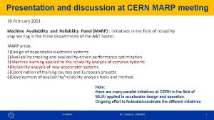 Presentation and discussion at CERN MARP meeting 10