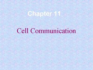 Chapter 11 Cell Communication Overview The Cellular Internet