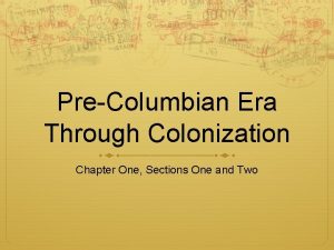 PreColumbian Era Through Colonization Chapter One Sections One