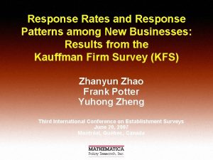 Response Rates and Response Patterns among New Businesses