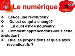 Le numrique v Estce une rvolution v Questcequi