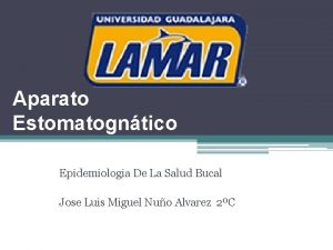 Aparato Estomatogntico Epidemiologia De La Salud Bucal Jose