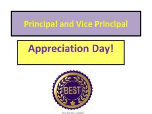 Principal and Vice Principal Appreciation Day When October