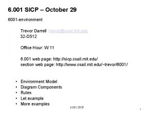 6 001 SICP October 29 6001 environment Trevor