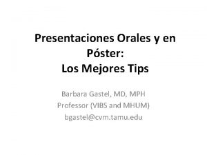 Presentaciones Orales y en Pster Los Mejores Tips