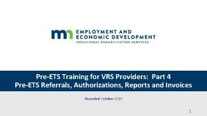 PreETS Training for VRS Providers Part 4 PreETS