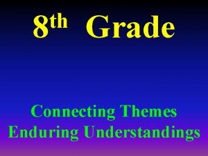 th 8 Grade Connecting Themes Enduring Understandings Brainstorm