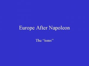 Europe After Napoleon The isms emotional awareness of