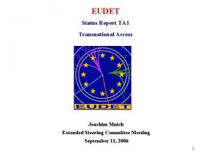 EUDET Status Report TA 1 Transnational Access Joachim
