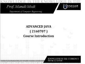 Prof Manali Modi Department of Computer Engineering Manali