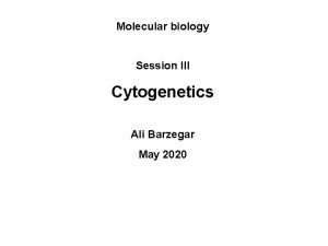 Molecular biology Session III Cytogenetics Ali Barzegar May
