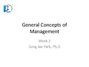 General Concepts of Management Week 2 Sung Jae