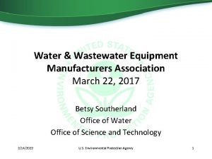 Water Wastewater Equipment Manufacturers Association March 22 2017