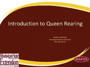 Introduction to Queen Rearing Heather Blackwell Graduate Research