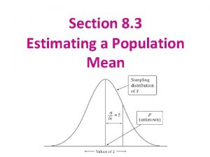 Section 8 3 Estimating a Population Mean Section