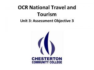 OCR National Travel and Tourism Unit 3 Assessment