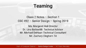 Teaming Class 2 Notes Section 1 CSC 492