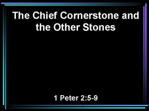 The Chief Cornerstone and the Other Stones 1