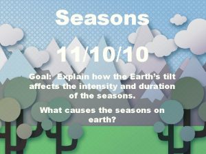 Seasons 111010 Goal Explain how the Earths tilt