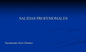 SALIDAS PROFESIONALES Sacramento Ruiz Bentez Quin constituye la