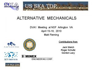 ALTERNATIVE MECHANICALS DVA 1 Meeting at NSF Arlington