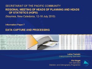 SECRETARIAT OF THE PACIFIC COMMUNITY REGIONAL MEETING OF