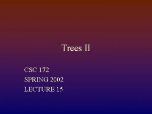 Trees II CSC 172 SPRING 2002 LECTURE 15