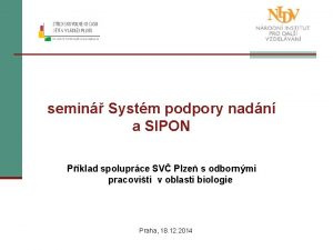 semin Systm podpory nadn a SIPON Pklad spoluprce