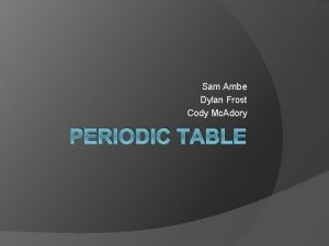 Sam Ambe Dylan Frost Cody Mc Adory PERIODIC