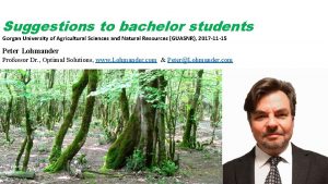 Suggestions to bachelor students Gorgan University of Agricultural