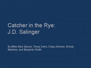 Catcher in the Rye J D Salinger By