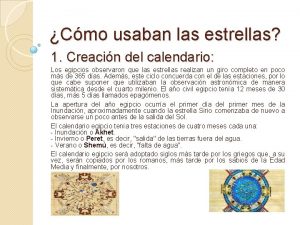 Cmo usaban las estrellas 1 Creacin del calendario