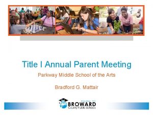 Title I Annual Parent Meeting Parkway Middle School