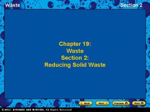 Waste Section 2 Chapter 19 Waste Section 2