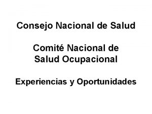 Consejo Nacional de Salud Comit Nacional de Salud