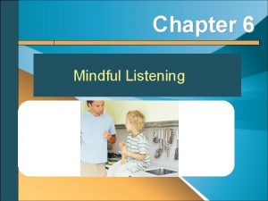 Chapter 6 Mindful Listening Topics covered The Listening