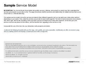 Sample Service Model DESCRIPTON The Service Model should