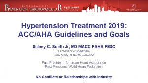 Hypertension Treatment 2019 ACCAHA Guidelines and Goals Sidney