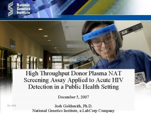 High Throughput Donor Plasma NAT Screening Assay Applied