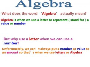 What does the word Algebra actually mean Algebra