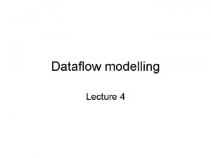 Dataflow modelling Lecture 4 Dataflow modelling Specifies the