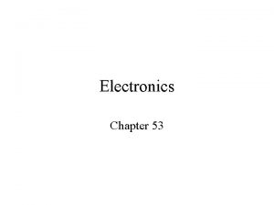 Electronics Chapter 53 What is Electronics Electronics is